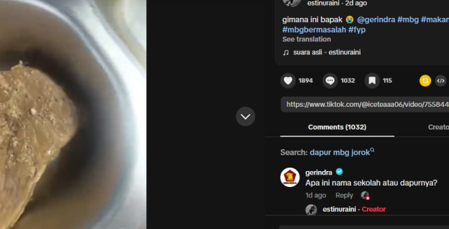 Video MBG terdapat belatung. (tiktok)